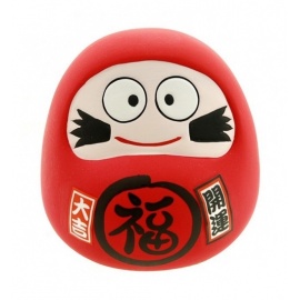 Tirelire DARUMA en argile blanche h8cm