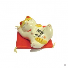 Maneki Neko 招き猫 SATISFACTiON TiGRé en porcelaine japonaise