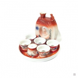 Service à saké IMAGES 8 pièces en porcelaine rouge