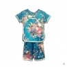 Ensemble enfant iMPRiMé FLEURS bleu turquoise