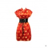 Robe chinoise (qipao 旗袍) courte manches courtes ROUGE motif 3 AMiS OR (50% soie & 50% polyester) 
