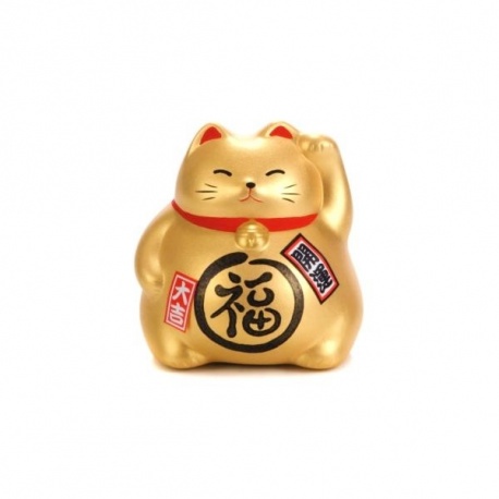 Tirelire Maneki neko DODU en argile blanche DORé (RiChESSE)