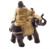 Bouddha Hotei sur éléphant en résine noir et or (h11cm)