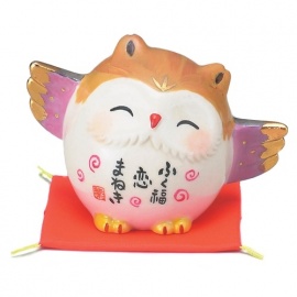 Chouette FUKURO (梟) en porcelaine japonaise AMOUR (h5cm)