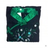 Ao-dai croisé enfant noir manches longues BRODé FLEURS vert foncé