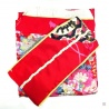 Kimono imprimé GRANdES FLEURS grand noeud rouge foncé