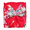 Kimono imprimé GRANdES FLEURS grand noeud rouge foncé