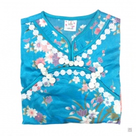 Ensemble enfant iMPRiMé FLEURS bleu turquoise