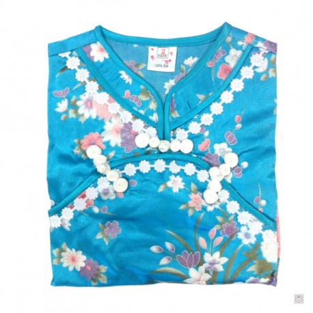 Ensemble enfant iMPRiMé FLEURS bleu turquoise