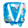 Robe coréenne enfant imprimé FLEURS bleu turquoise