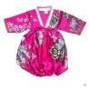 Robe coréenne enfant imprimé FLEURS fushia