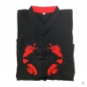 Ensemble chinois Kung-fu / Tai-chi noir brodé DOUBLE DRAGONS rouge enfant