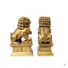 Chiens de Foo (石獅 : Protection) sur socle en résine doré (h17cm)