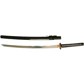 Katana forgé main KYOUTEKi fourreau noir mat (lame MARU) [#BG]