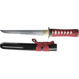 Tanto forgé main AKA 赤 (lame DAMAS) coffret en bois