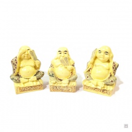 3 sages Hotei en ivoirine (h8cm)