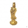 Kwan Yin (觀音 Déesse de la miséricorde) debout sur lotus en cuivre (h12.5cm)