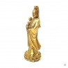 Kwan Yin (觀音 Déesse de la miséricorde) debout sur lotus en cuivre (h12.5cm)